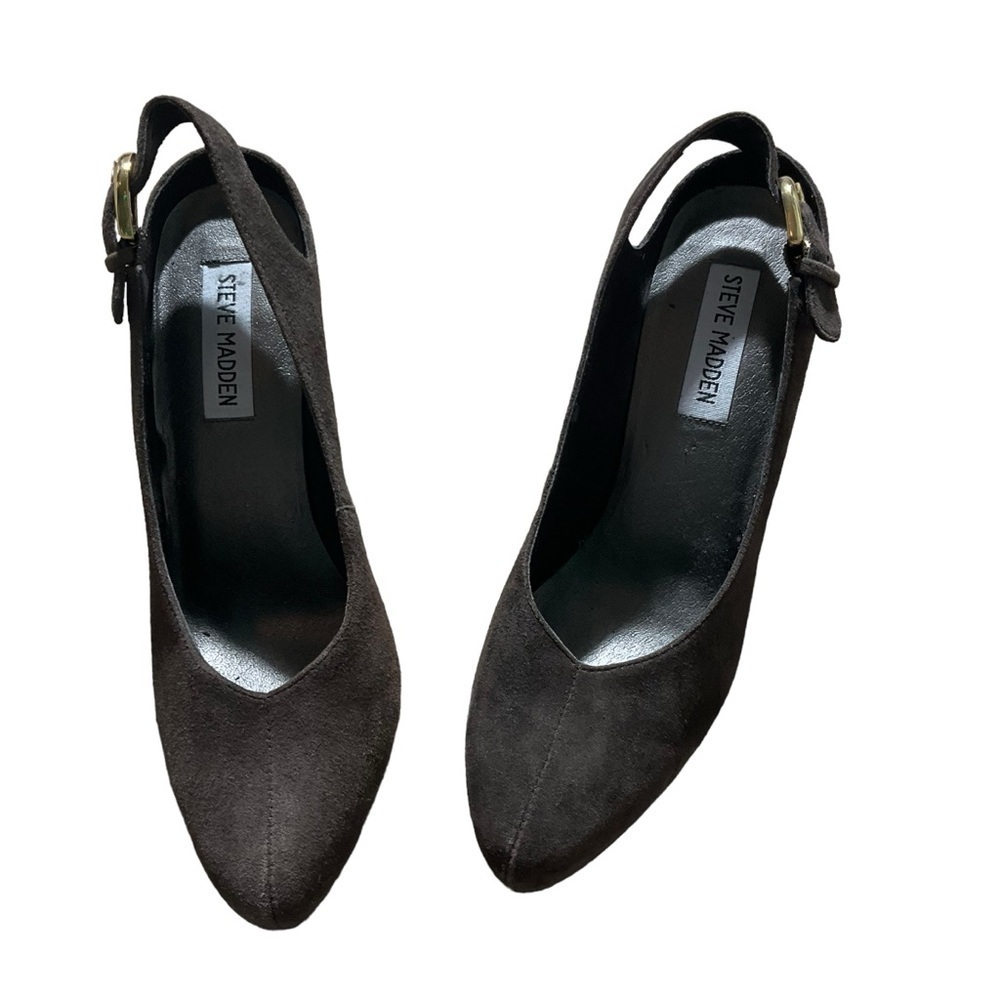 Steve Madden Suede Brown Leather Slingback Heels Size 7.5 - Picture 2 of 5